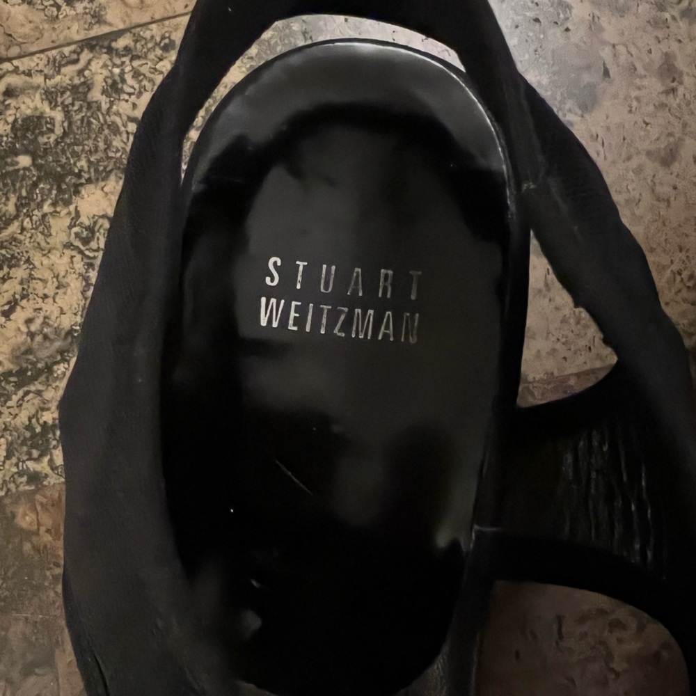 Stuart Weitzman sandal low skip on wedge Black Womans Sz 7 - Picture 6 of 7